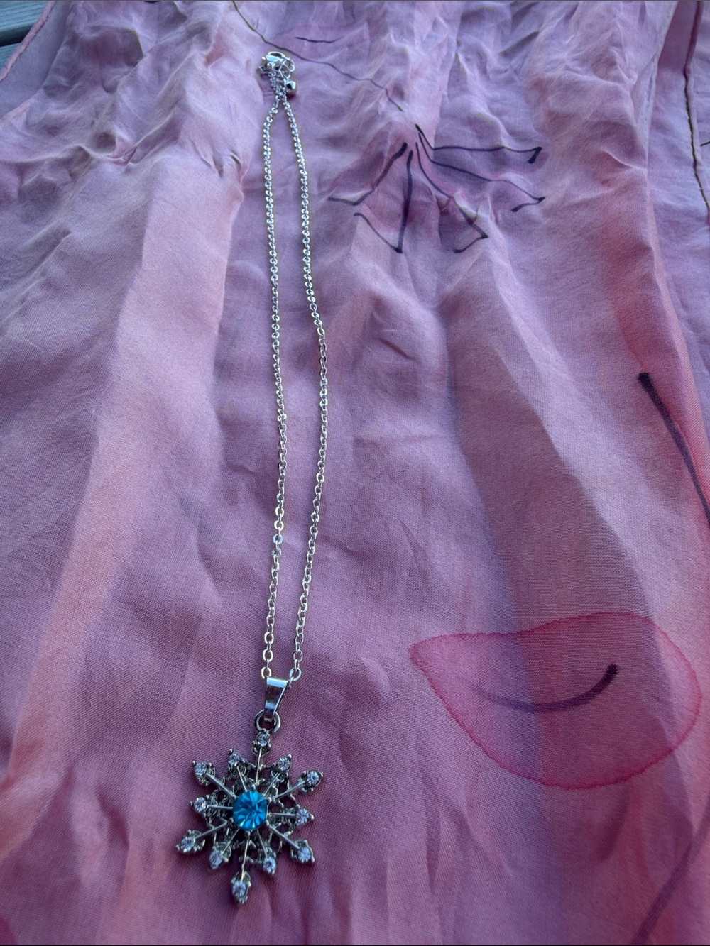 20” Silver Snowflake Pendant Necklace with Blue Stone - 10 for $10 Bundle
